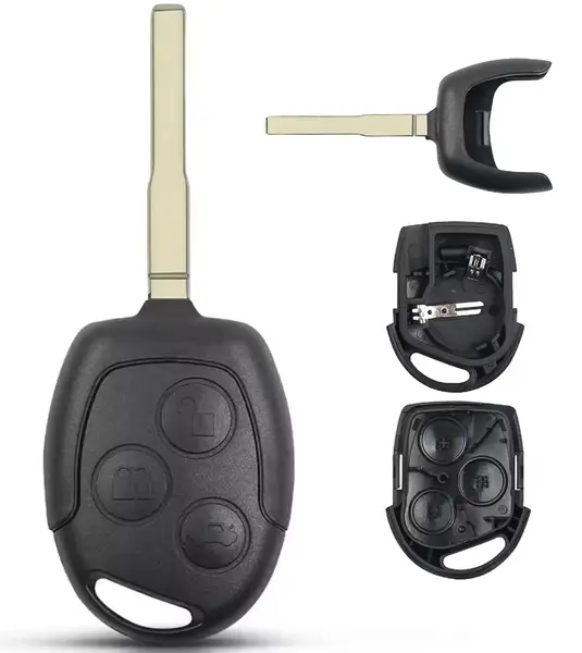 Carcasa cheie auto Techstar compatibila cu Ford Focus/Mondeo/Fiesta/Transit, 3 butoane, lamela HU101, neagra – fara electronica