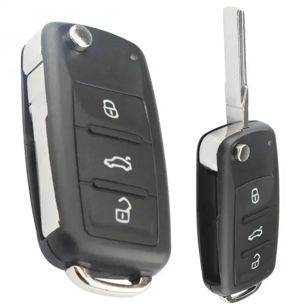 Carcasa cheie auto Techstar tip briceag cu 3 butoane pentru Volkswagen – model pliabil, carcasa nedetasabila