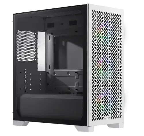 Carcasa Cooler Master Elite 302 Mini Tower, Sticla securizata, Ventilatoare ARGB (Alb)