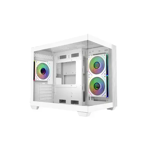 Carcasa Cooler Master Elite 481 Wood, Mini Tower, Sticla securizata, USB-C, 2x USB-A, Jack Combo 3.5mm (Alb)