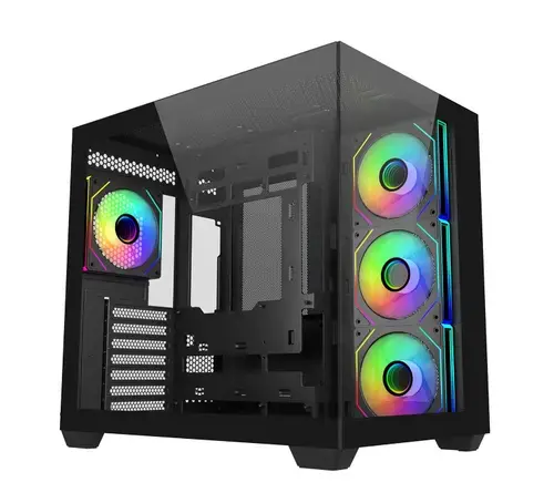 Carcasa Cooler Master Elite 681, Middle Tower, Sticla securizata, 48.45 L, Ventilatoare ARGB (Negru)