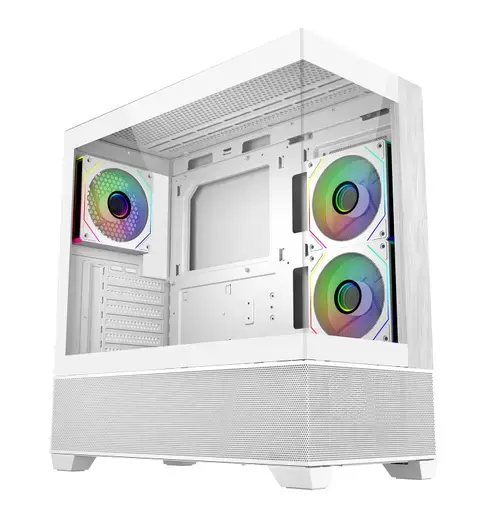 Carcasa Cooler Master Elite 690 Wood, Middle Tower, Sticla securizata, ARGB, USB-C (Alb)