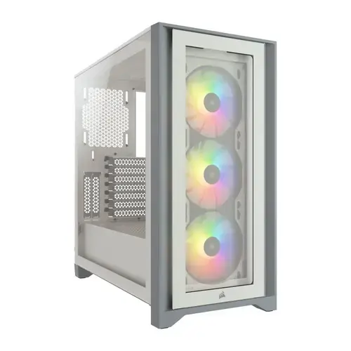 Carcasa Corsair iCUE 4000X RGB Tempered Glass, Middle Tower (Alb)