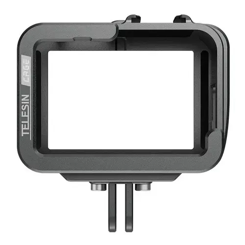 Carcasa de protectie din aluminiu pentru camera video sport Telesin GP-FMS-G11 compatibila cu GoPro Hero 11 / 10 / 9, filet 1/4 inch, 2 suporturi cold shoes (Negru)