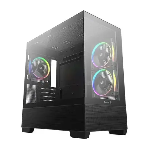 Carcasa Deepcool CG380 3F, MicroATX, 3 ventilatoare incluse, 2x USB-A 3.2, 1x USB Type-C, 5 sloturi expansiune (Negru)