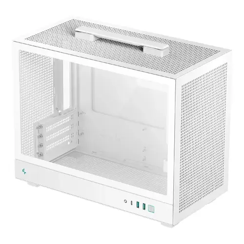 Carcasa Deepcool CH160 Plus WH, Micro-ATX, Mini Tower, Tempered Glass, 1x USB-C, 2x USB 3.0, Audio (Alb)