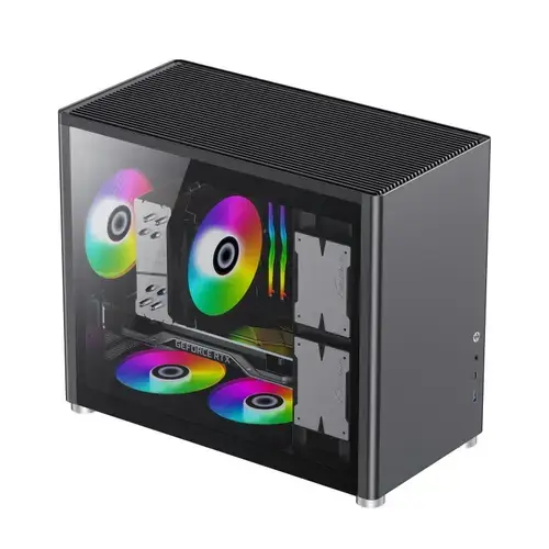 Carcasa Gamemax Spark, fara sursa, M-ATX, ARGB, Negru