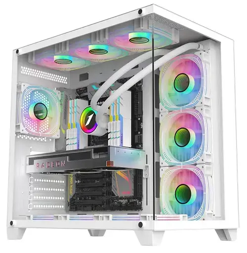 Carcasa Gaming 1STPLAYER Megaview MV8, Cube Tower, ARGB (Alb)