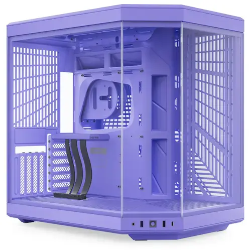Carcasa HYTE Y70, Dual Chamber, Middle Tower, Fara sursa, Sticla Securizata, ATX + Cablu riser PCIe inclus (Violet)