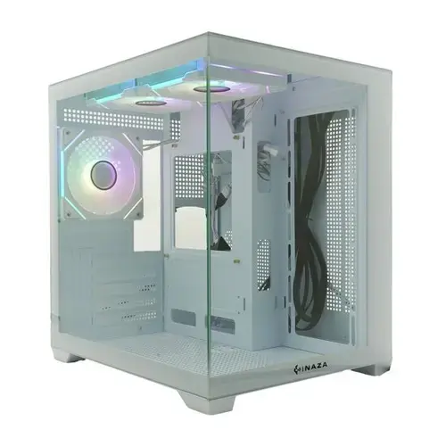 Carcasa Inaza Cube, Cube Tower, iluminare ARGB, Alb