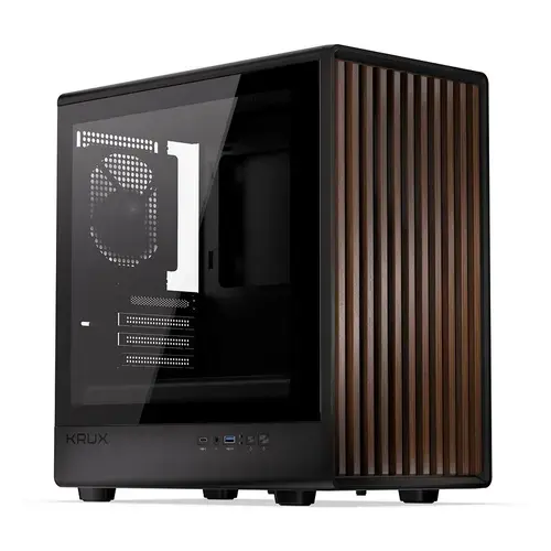 Carcasa Krux Helio, Mini Tower, Fara sursa (Negru/Maro)