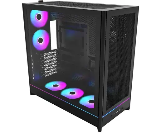 Carcasa Montech HS01 PRO, Midi-Tower, aRGB, fara sursa (Negru)