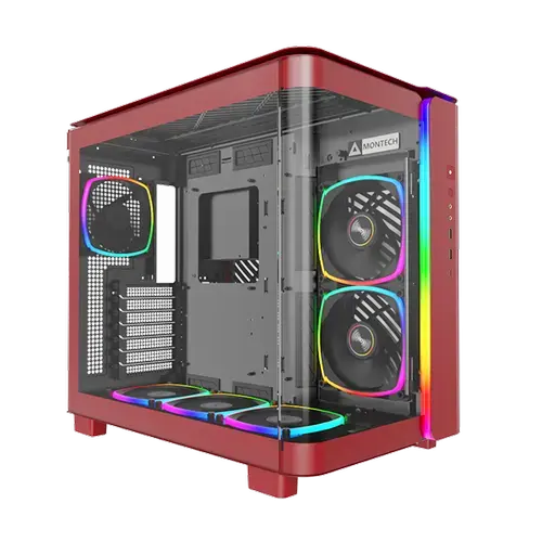 Carcasa Montech KING 95 PRO CAMTKG95PRORD, MiddleTower, 6 ventilatoare incluse (Rosu)