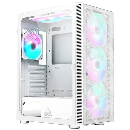 Carcasa Montech X3 Mesh, fara sursa, ATX, mesh, tempered glass, ARGB (Alb)