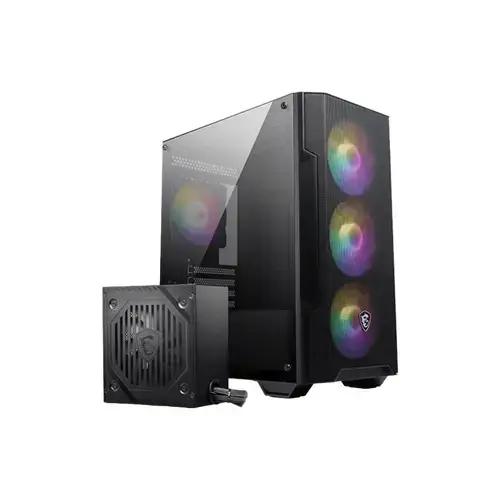 Carcasa MSI MAG FORGE M100A D60, Micro ATX Tower, RGB, Sursa 600W, 80+, Negru