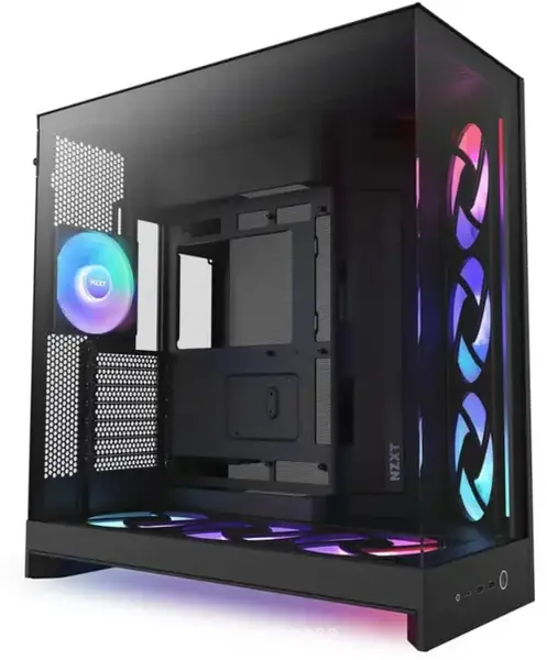 Carcasa NZXT H9 Flow RGB+ Dual-Chamber, Middle Tower, Fara sursa (Negru)