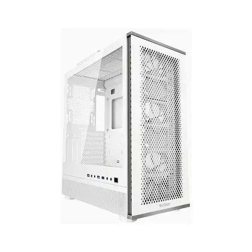 Carcasa PCCOOLER ME200 MESH WH, Tower, ATX, fara sursa, sticla securizata, 3 ventilatoare incluse, iluminare ARGB, Alb