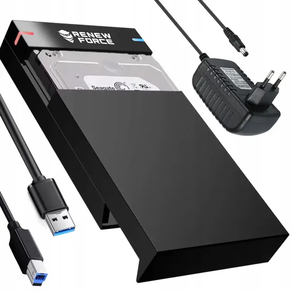 Carcasa Rack pentru Hard-Disk Extern 2.5 si 3.5 inch, Renew Force, USB 3.0, SATA, Design Tool-free, Neagra
