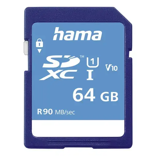 Card de memorie Hama 124136, SDXC, 64GB, Clasa 10, UHS-I U1, V10