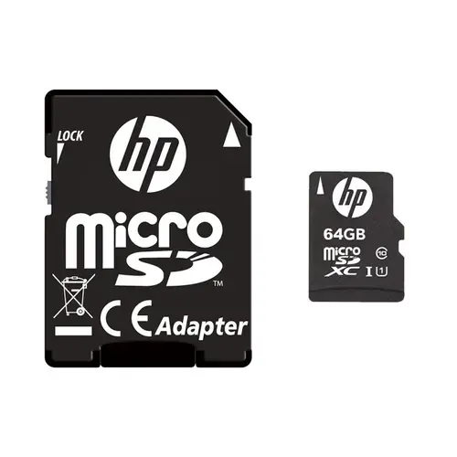 Card de memorie HP SDU64GBXC10HP-EF, 64GB, microSDXC, UHS-I U1, Clasa 10 + Adaptor SD