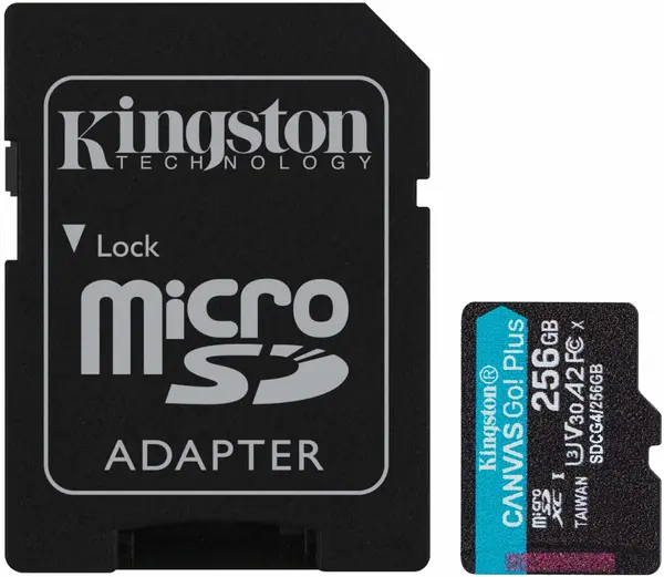 Card de memorie Kingston - Canvas Go! Plus Gen 4, 256GB, microSD, Class 10 + Adaptor