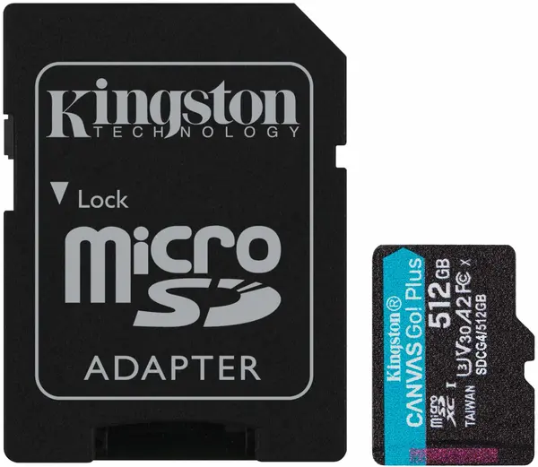 Card de memorie Kingston - Canvas Go! Plus Gen 4, 512GB, microSD, Class 10 + Adaptor