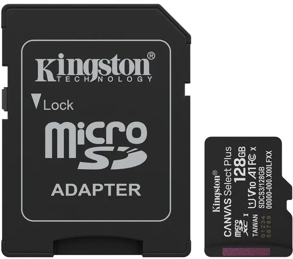 Card de memorie Kingston - Canvas Select Plus, 128GB, microSD, C10 + adaptor