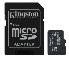 Card de memorie Kingston Industrial microSD, 8GB, UHS-U3, Clasa 10 + adaptor SD