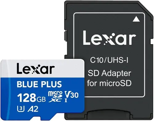 Card de memorie Lexar BLUE PLUS microSDXC, 128GB, UHS-I, C10/A2/U3 (V30) + Adaptor SD