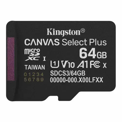 Card de Memorie MicroSDXC Kingston Select Plus Gen3 SDCS3/64GBSP, 64GB, Clasa 10 UHS-I