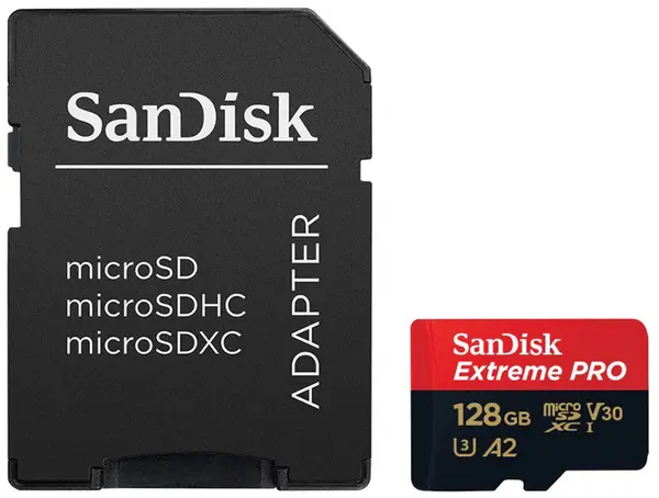 Card de memorie SanDisk – Extreme PRO, 128 GB, microSDXC, Class 10 + adaptor
