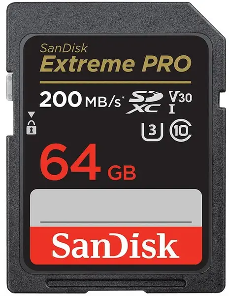 Card de memorie SanDisk Extreme Pro SDXC, 64GB, UHS-I U3, Clasa 10, V30