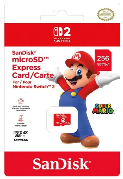 Card de memorie SanDisk - Super Mario, 256GB, microSDXC Express (Nintendo Switch 2)
