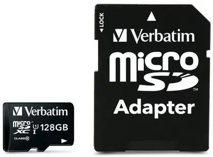 Card de memorie Verbatim, microSDHC, 128 GB, Clasa 10 + Adaptor SD