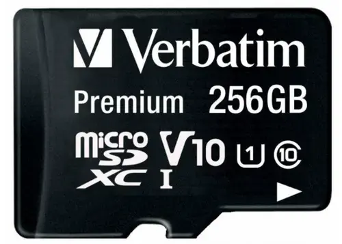 Card de memorie Verbatim Premium MicroSDXC, 256GB, UHS-I U1, Clasa 10, V10 + Adaptor SD