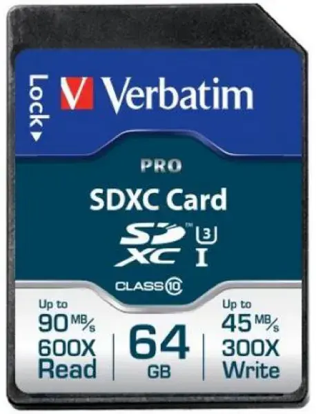 Card de memorie Verbatim SDXC, 64 GB, Clasa 10
