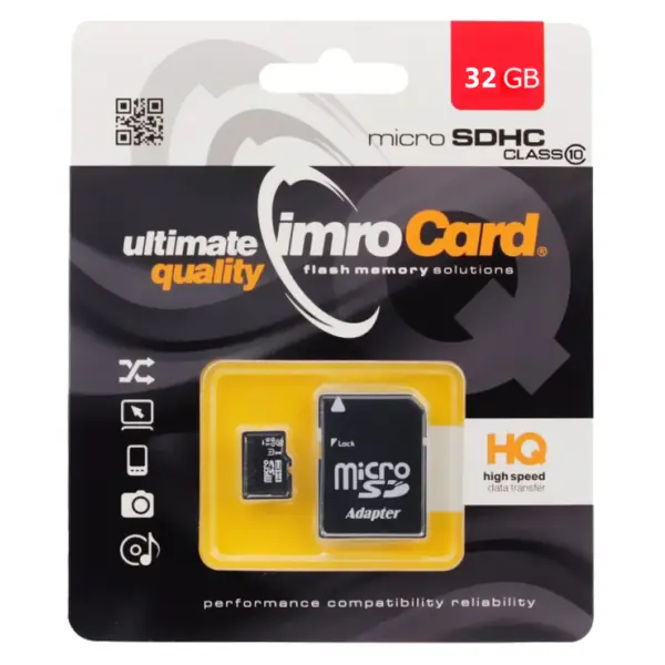 Card Memorie microSDHC Imro, 32Gb, Clasa 10 / UHS-1 U1, Cu Adaptor