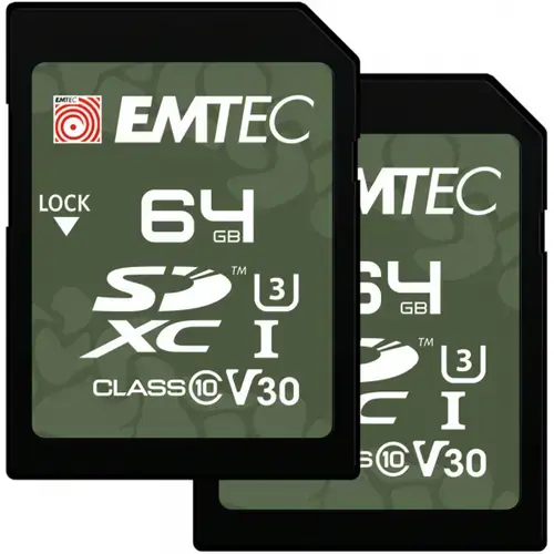 Card Memorie SDXC Emtec Rugged Outdoor, 64Gb, Clasa 10 / UHS-1 U3, Set 2 bucati
