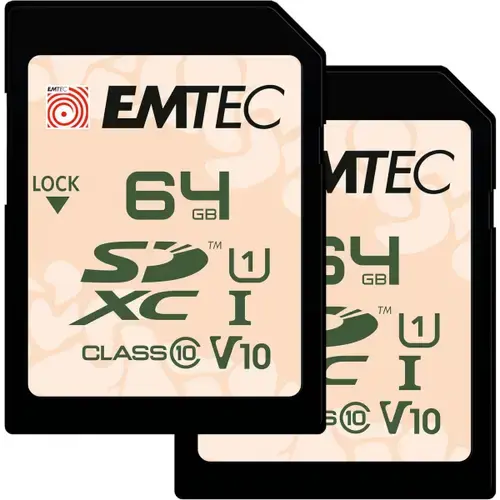 Card Memorie SDXC Emtec Rugged Outdoor, 64Gb, Clasa 10 / UHS-1 U1, Set 2 bucati