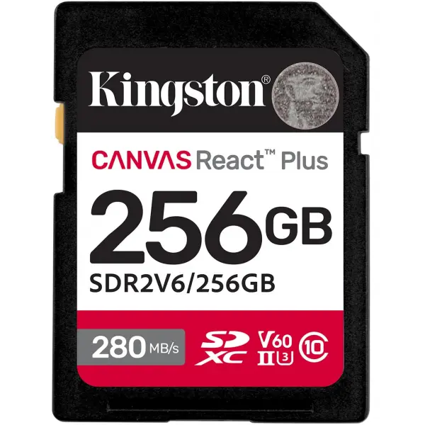 Card Memorie SDXC Kingston Canvas React Plus, 256Gb, Clasa 10 / UHS-2 U3 SDR2V6/256GB
