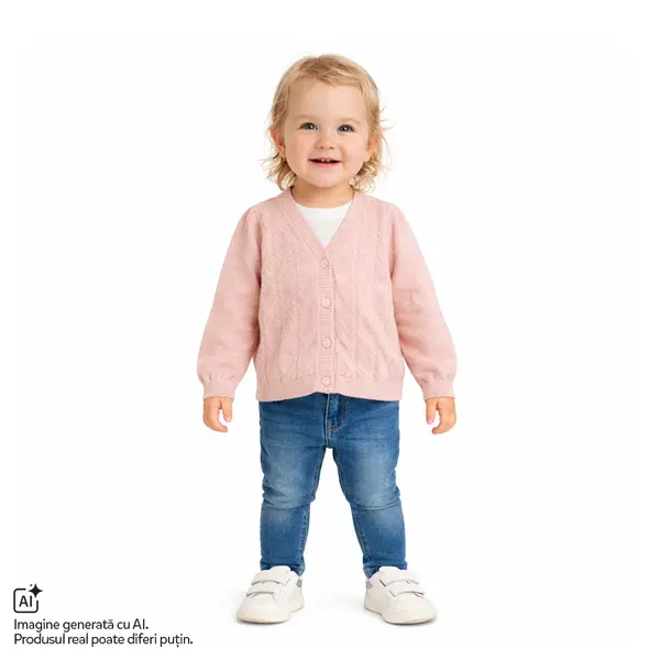 Cardigan copii Chicco tricotat, Roz, 01573-70MC