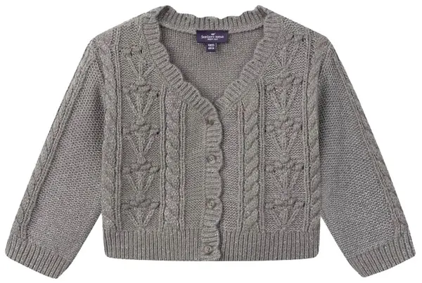 Cardigan pentru bebeluși cu tricotaj reliefat Sergent Major - Lanadia, gri, 12 luni+