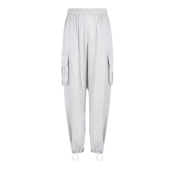 Cargo pants in glitter satin grey 8