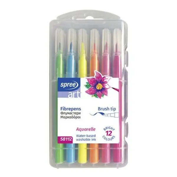 Carioca Paint Brush, Cutie din Plastic, Diverse Culori, 12 Bucati