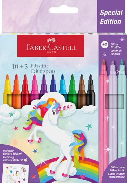 Carioci 10+3 culori metalizate, Unicorni Faber-Castell