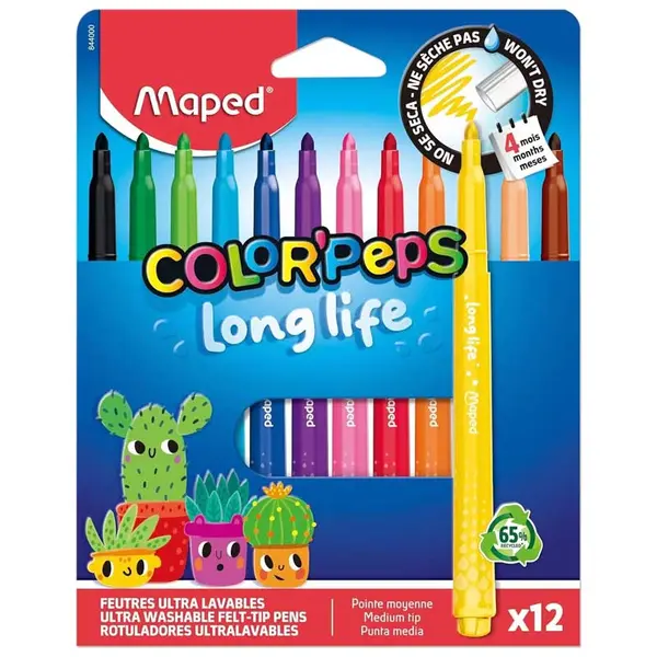 Carioci, 12 culori/set, Color'Peps Long Life 2.0, Maped