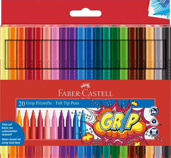 Carioci 20 culori grip Faber-Castell Carioci 20 culori grip Faber-Castell