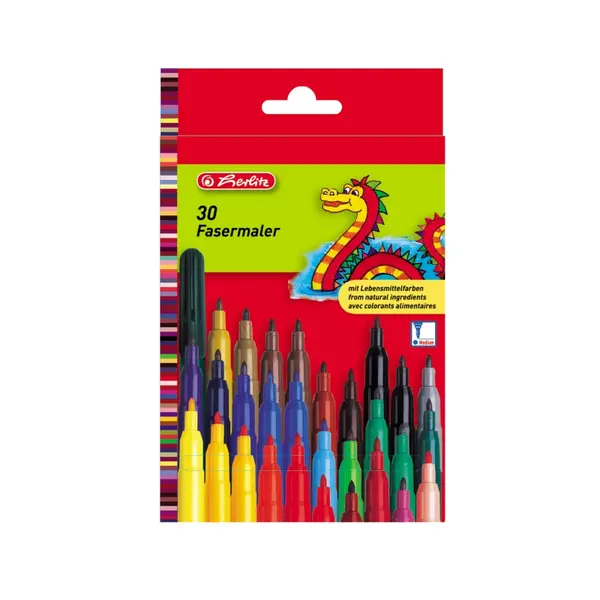 Carioci, 30 culori/set, varf 2mm, Herlitz Green Line