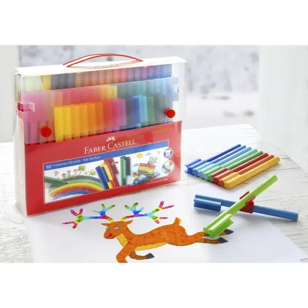 Carioci, 80 culori/set, Connector Cut Cadou, Faber-Castell