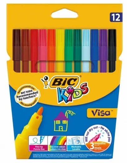 Carioci BIC Kids Visa - 12 culori